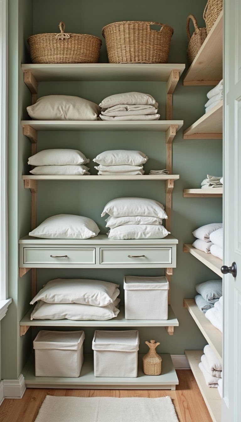 Placard Organisé Aux Éléments Sauge Et Bois Clair