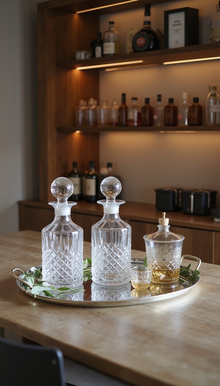 Bar À Décantation Avec Carafes Et Plateau En Verre