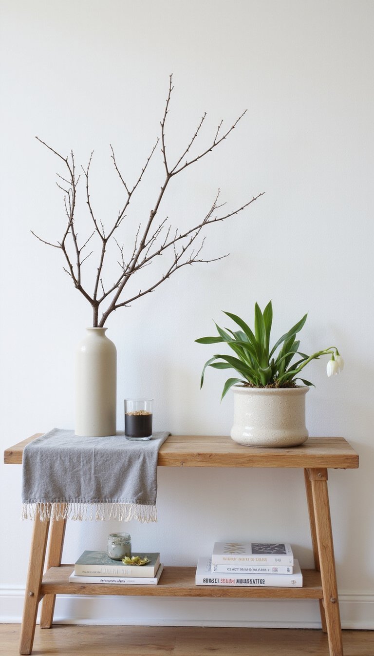 Botanical Winter-To-Spring Console With Branches And Bulbs