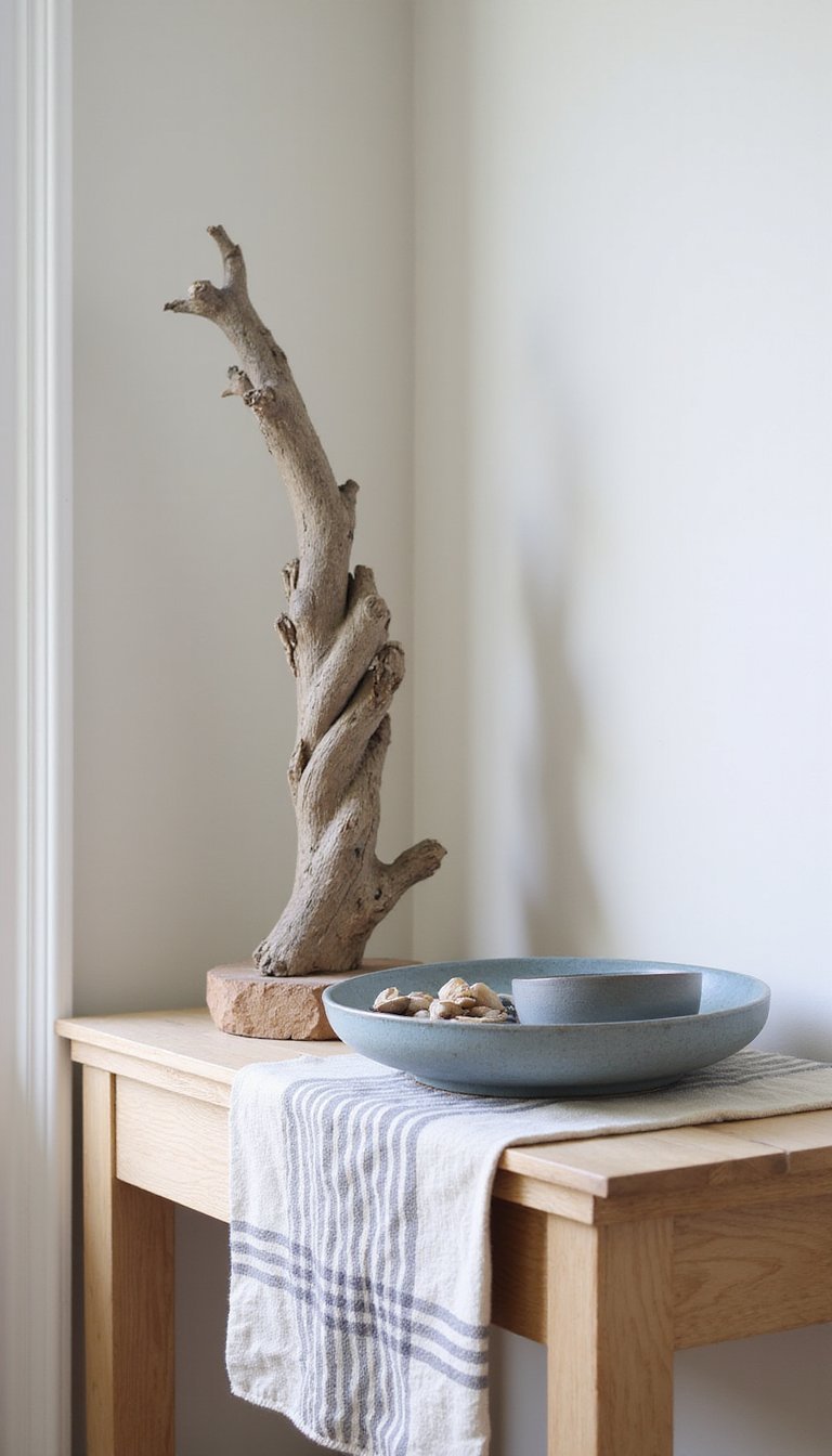 Coastal Summer Console With Driftwood Accents