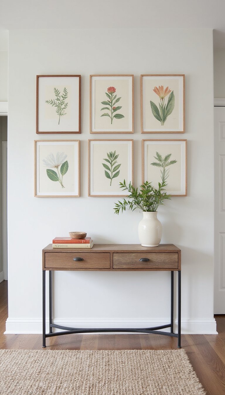Entryway Gallery Wall Of Spring Prints