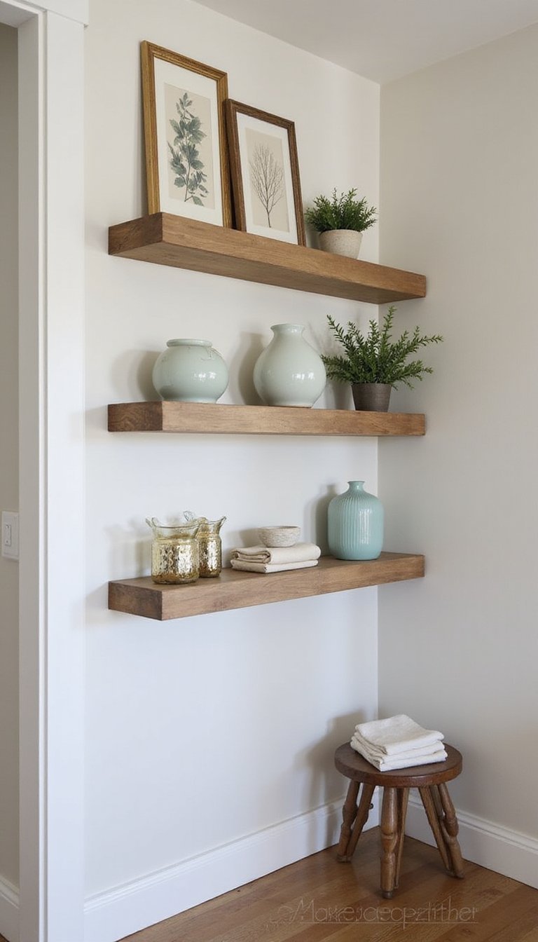 Open Shelves Styled With Pastel Accents