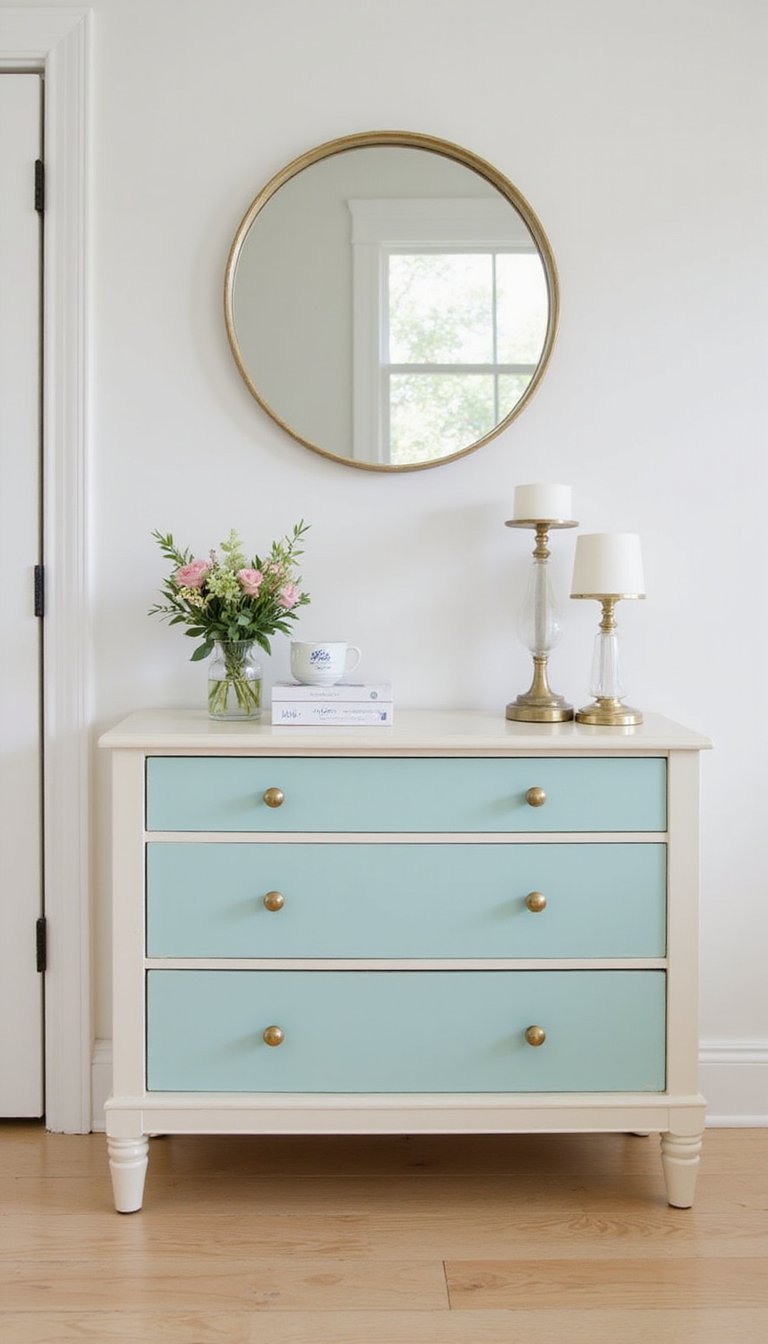 Painted Console With Contrasting Drawer Fronts