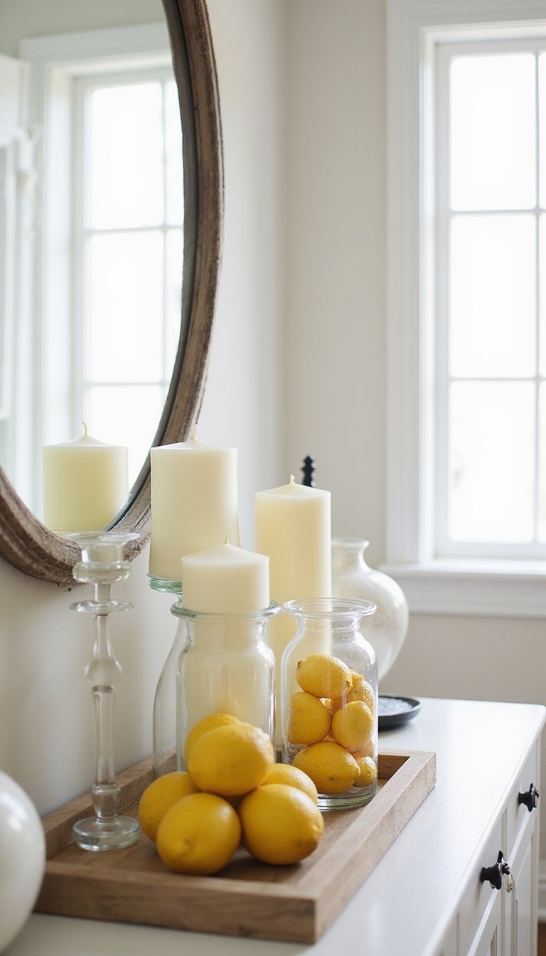 Scented Candle Cluster With Citrus Vases