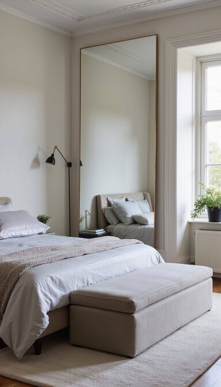 Floor Mirror Headboard For Chic Reflective Drama