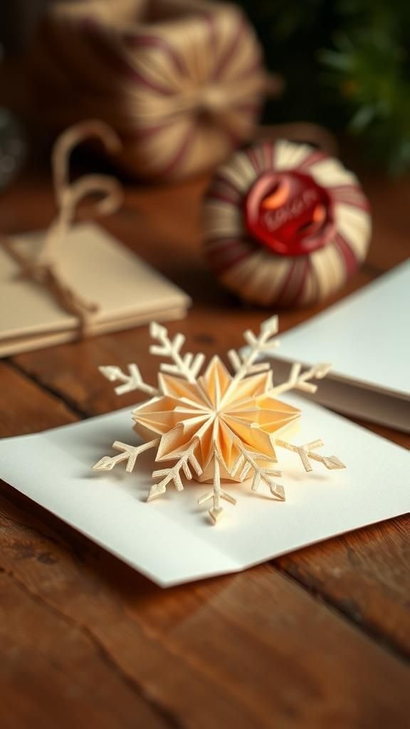 Kirigami pop-up snowflakes for greeting cards