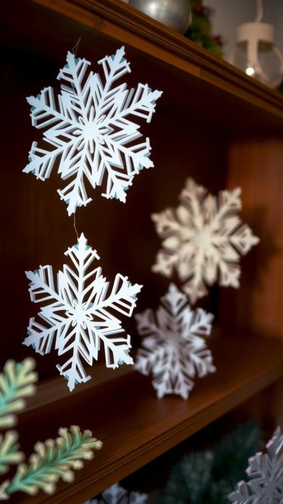 Layered cardstock snowflakes with bold silhouettes