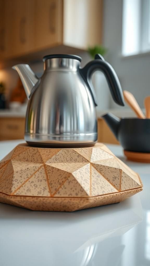 Geometric trivet patterns with playful contrasts