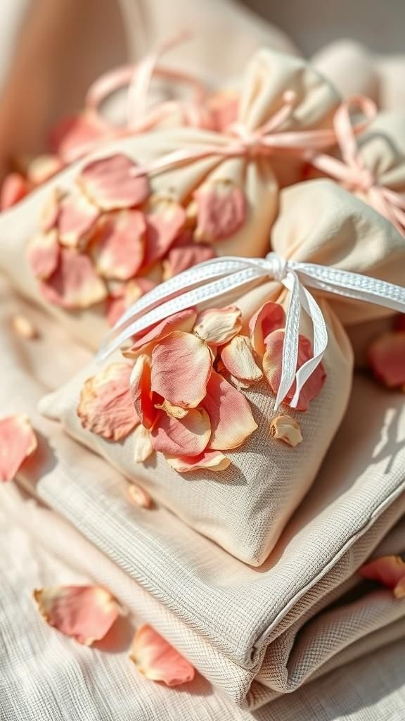 Rose petal potpourri sachets for soft fragrance
