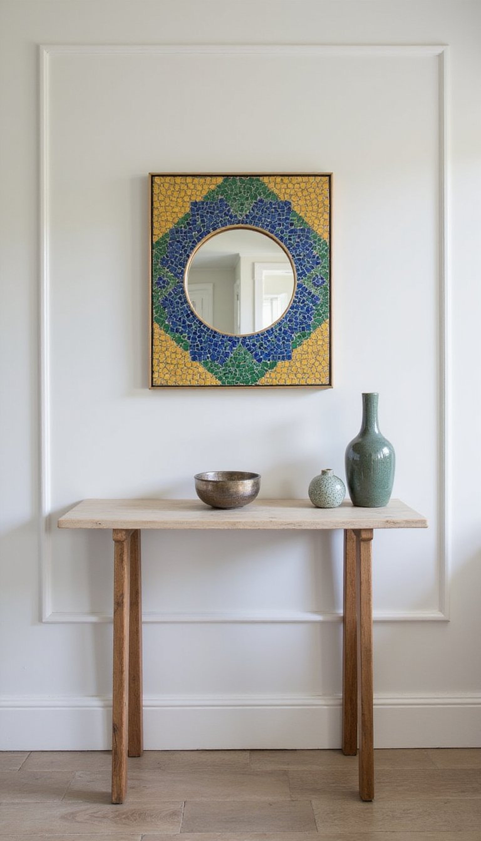 Mini Mosaic Mirror Collage over Console Table