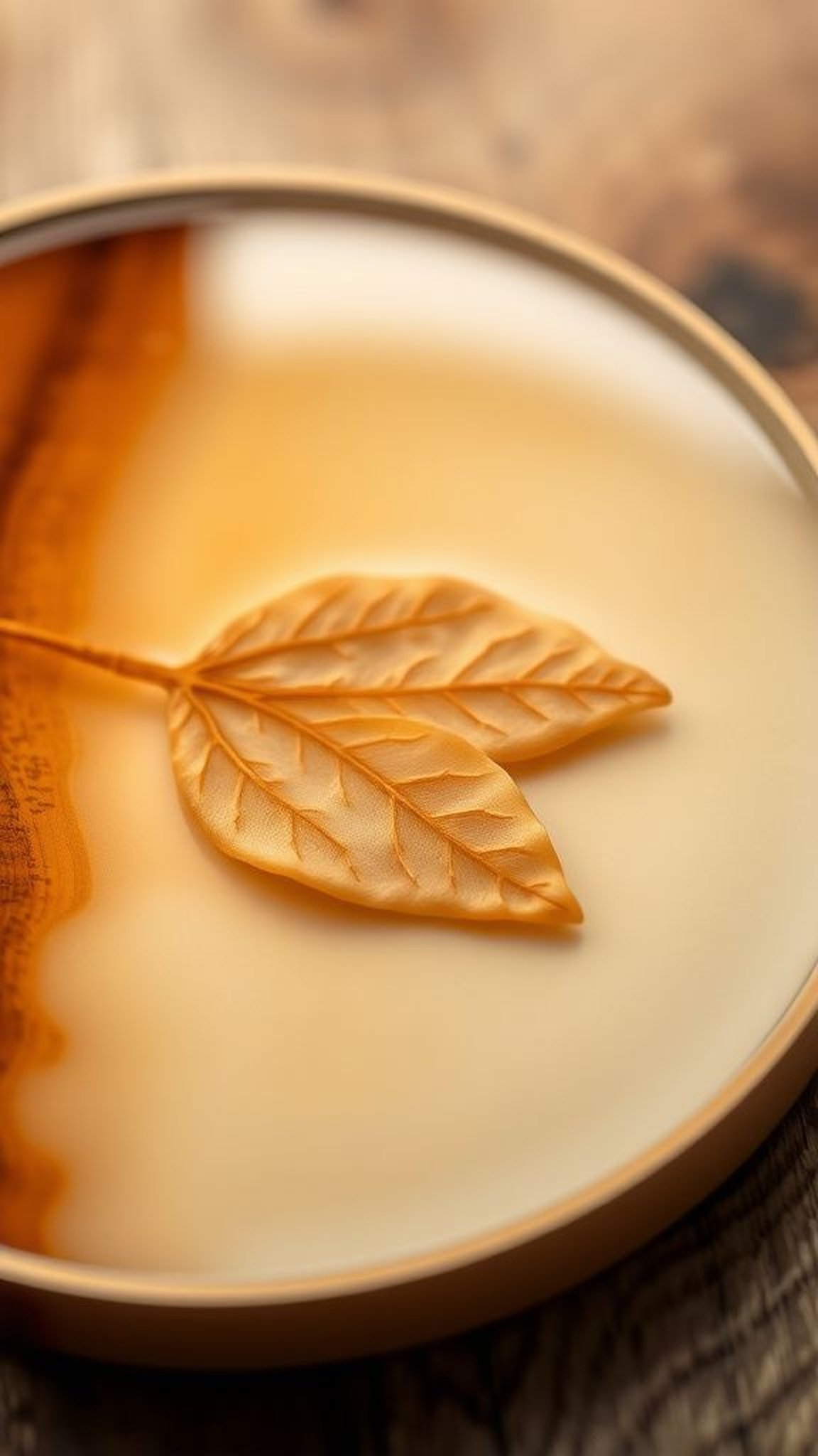 Sanded edge resin coaster with embedded leaf veins