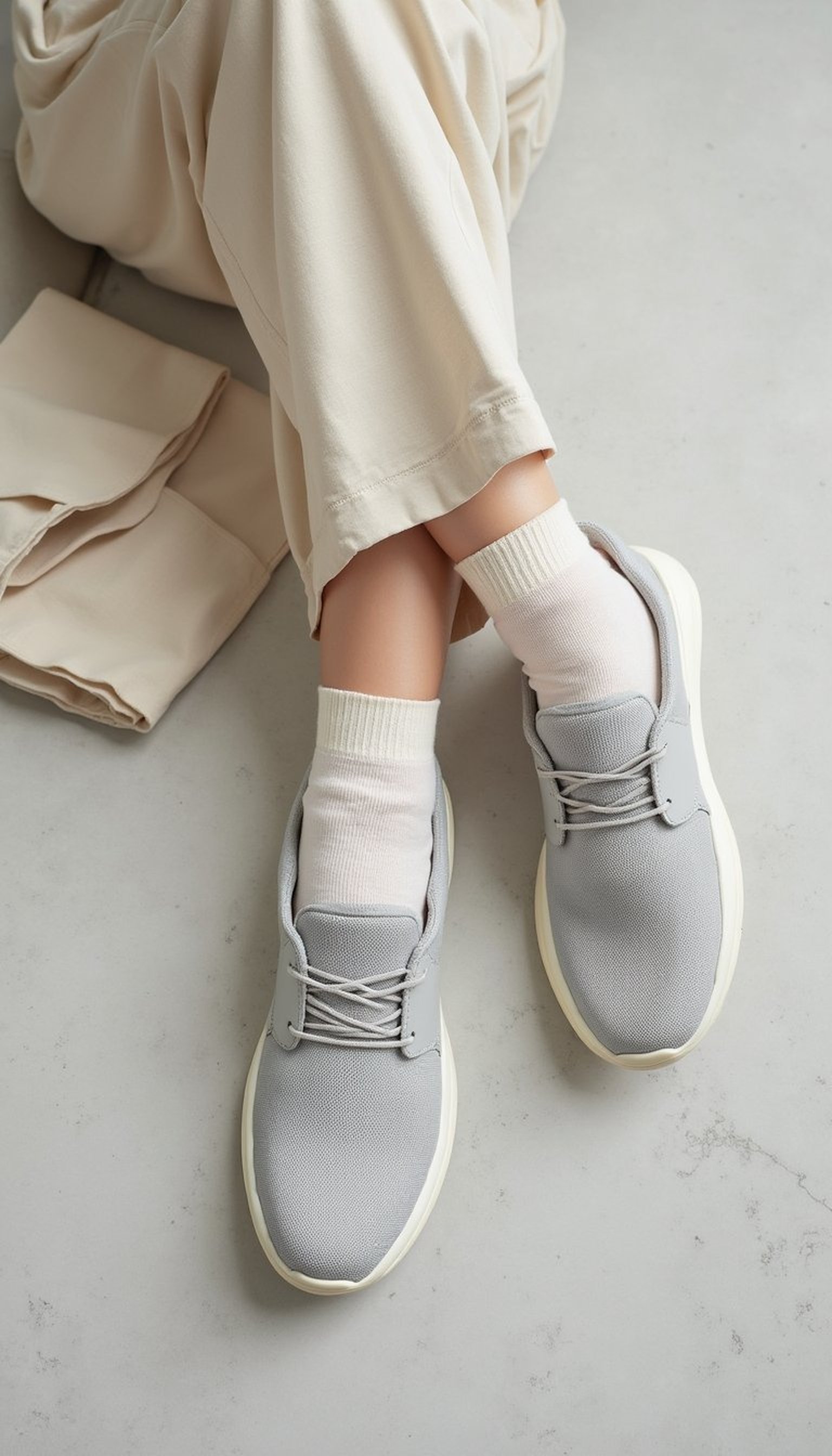 Minimal Mesh Sneakers and Sock Combo For Walks