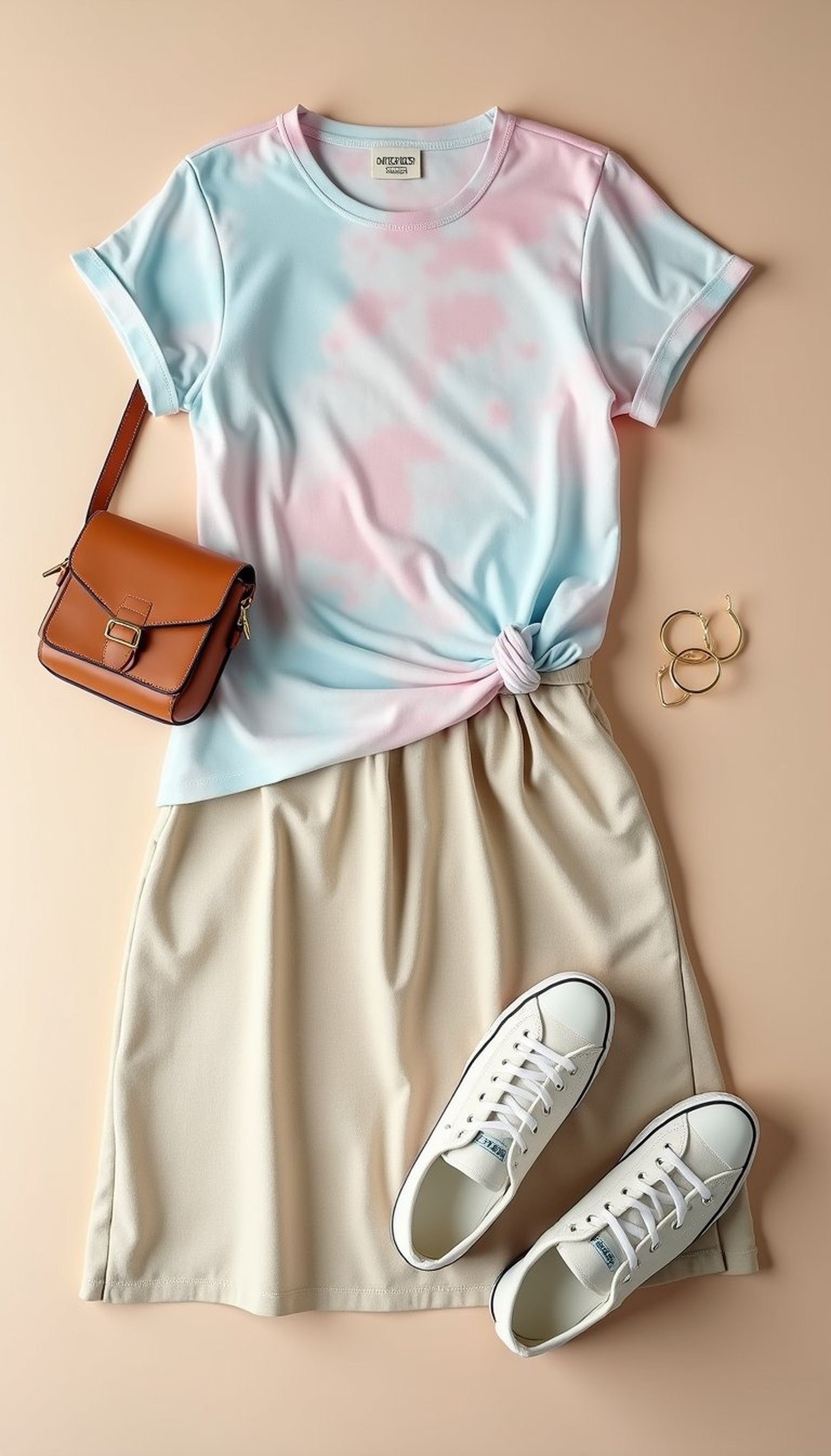 Pastel Tie-Dye Tee and Linen Midi Skirt