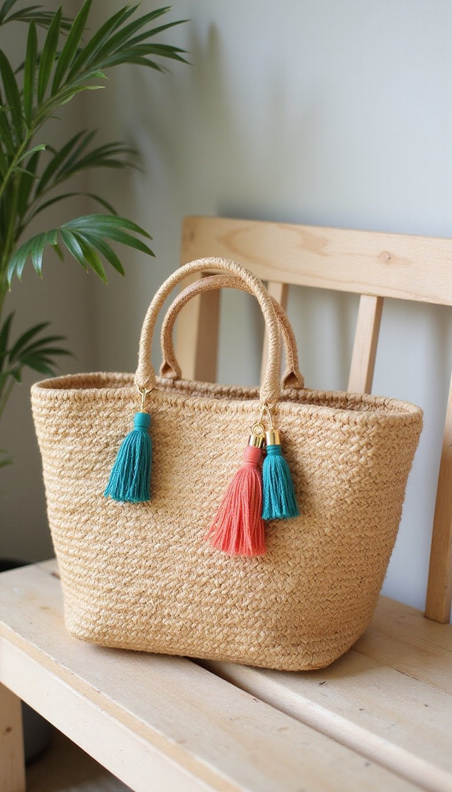 Straw Tote Styling With Removable Tassel Charms