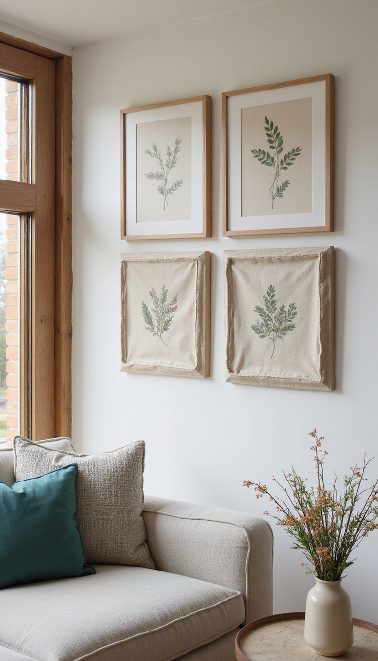 Framed fabric panels for instant texture