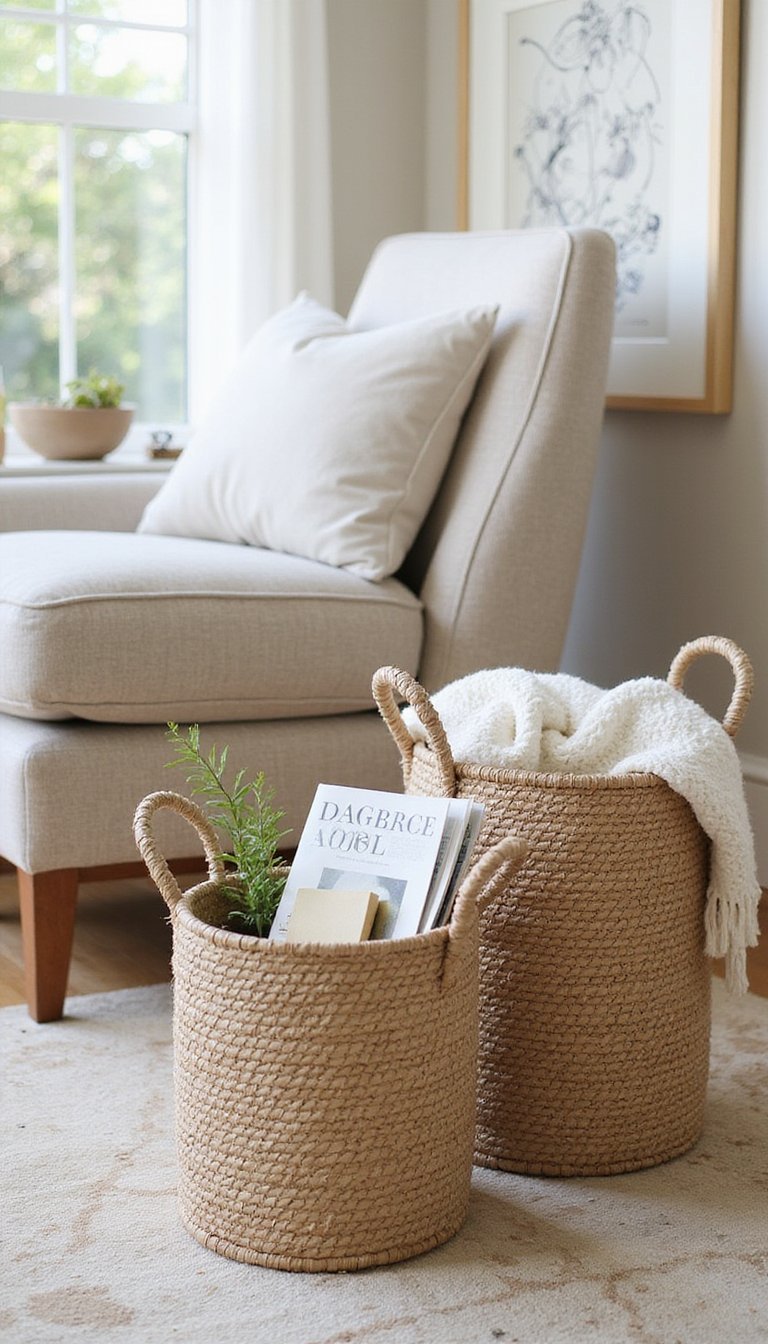 Woven magazine baskets for tidy storage