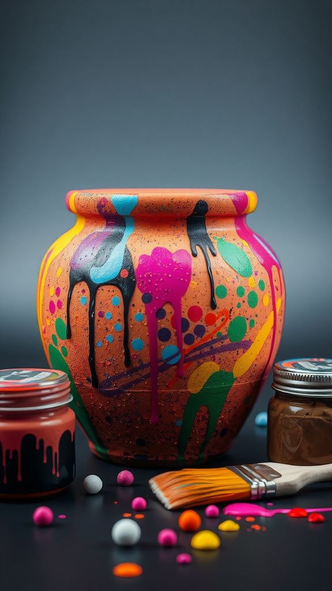 Abstract splatter for energetic, carefree style