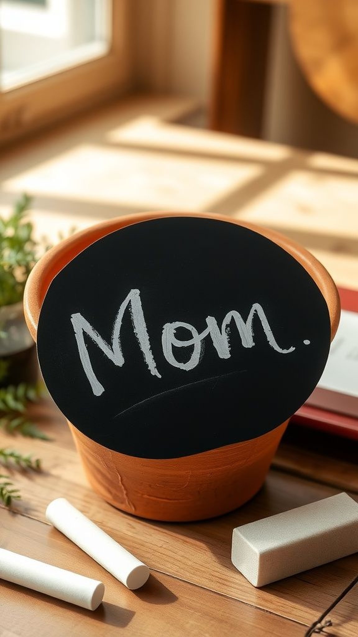 Rustic chalkboard label pots for heartfelt notes