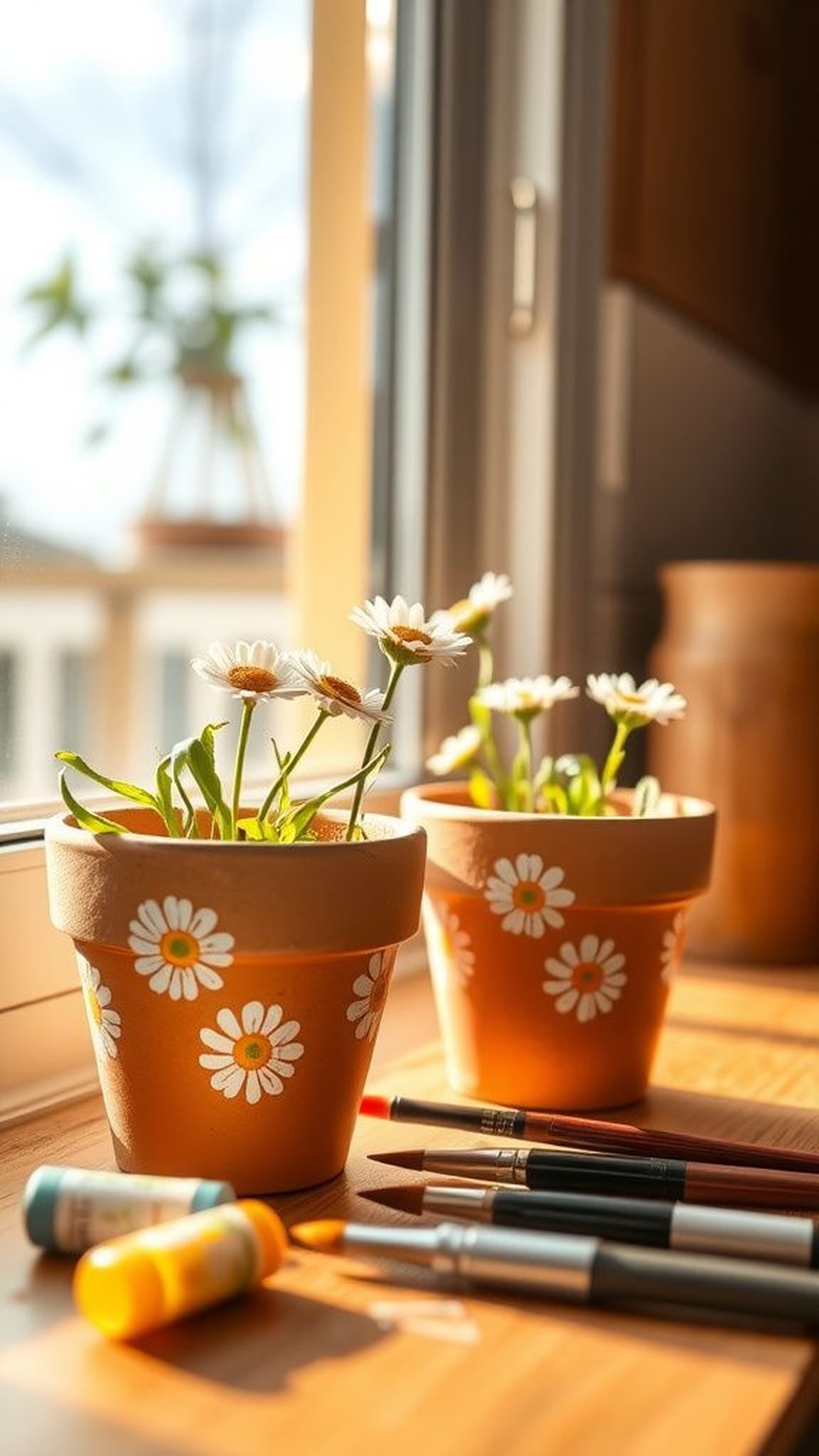 Sunlit daisy pots for a bright windowsill