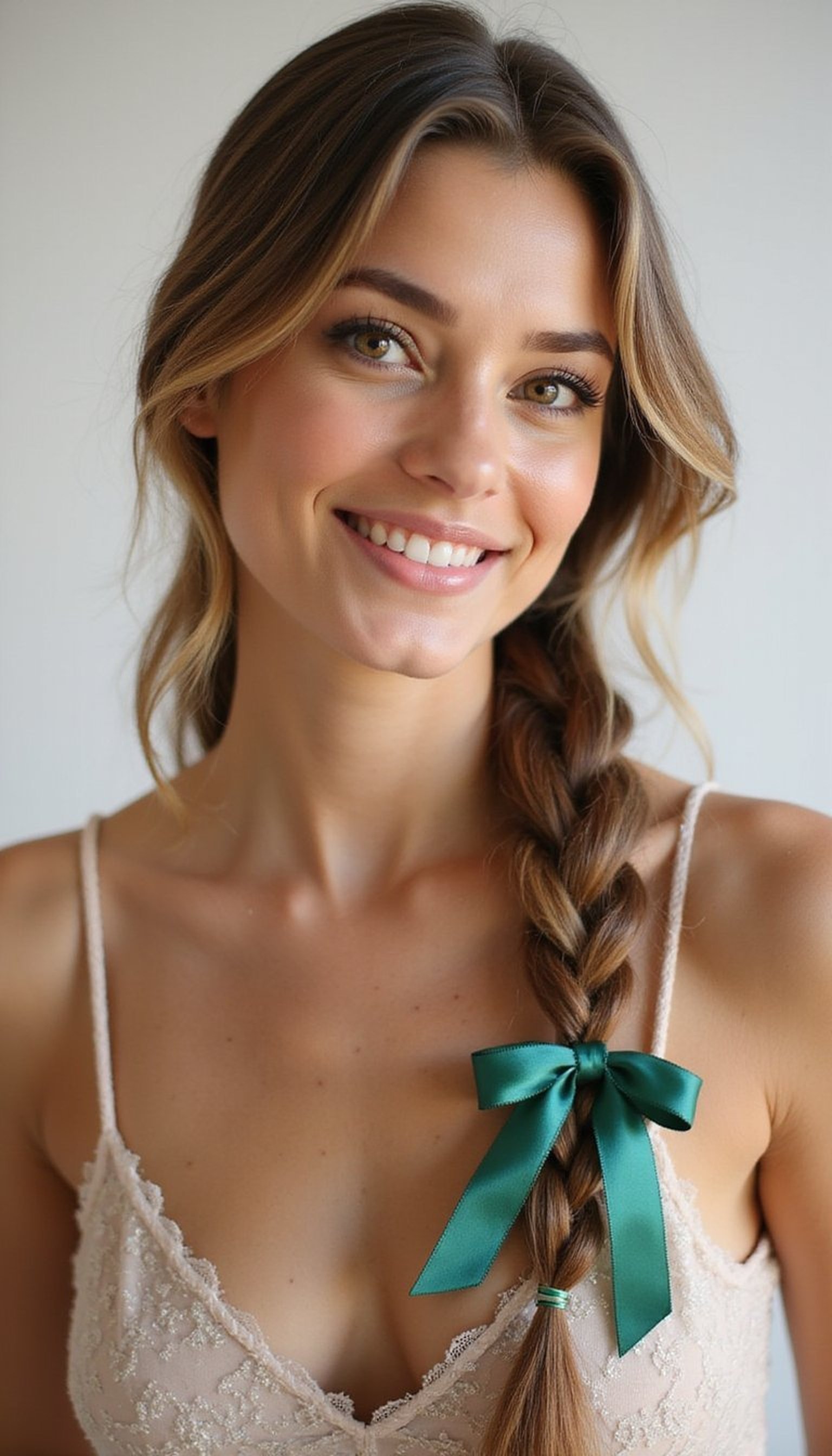 Ribbon-Wrapped Top Braid With Glitter Thread