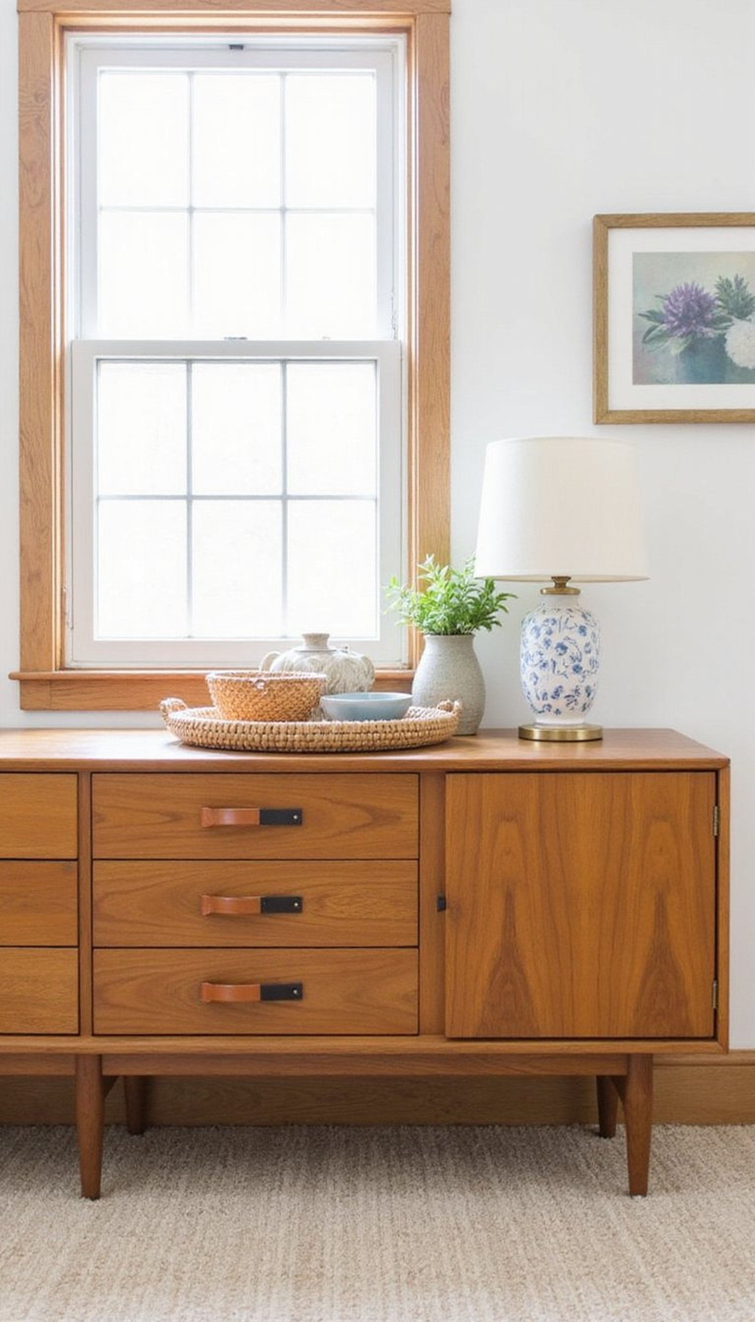 Mid-century sideboard refinished for warmth and storage